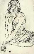Egon Schiele Squatting Woman